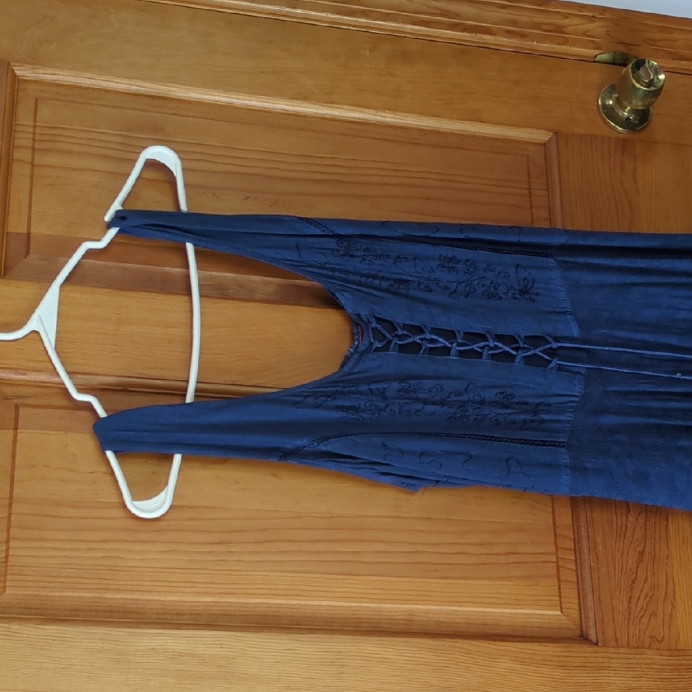 Fashion Terminal Blue Lace-Up Dress